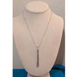 Silver Tone 2.5" Chain Tassel 18" Necklace with Spring Ring Clasp